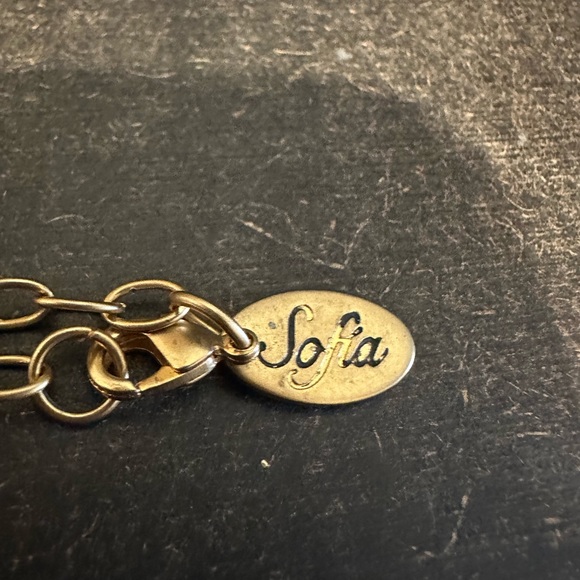 Goldtone Statement Coral Color Stone/Glass (?) Pendant SOFIA NECKLACE - Picture 5 of 8